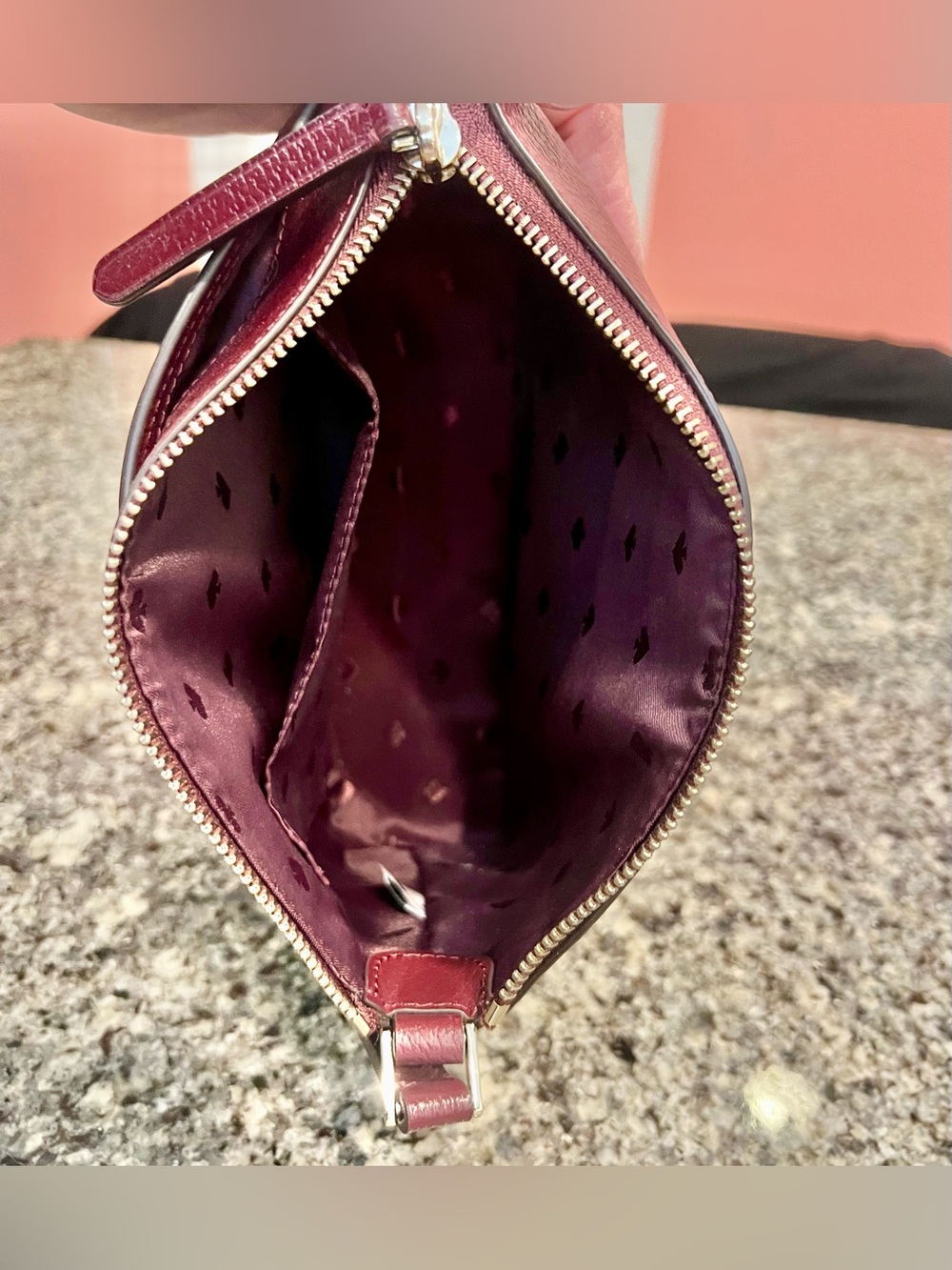 kate spade burgundy pebble leather crossbody with gold hardware - Picture 6 of 11